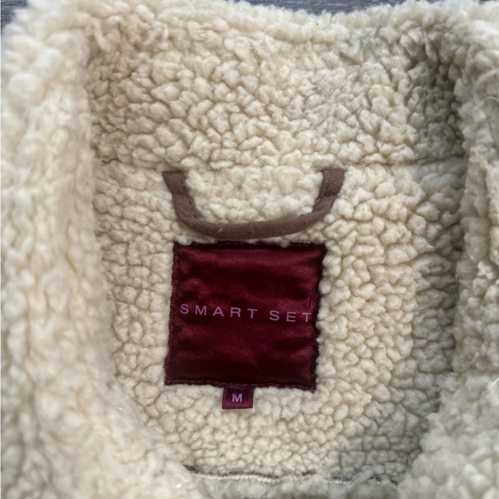 Smart Set Brown Teddy Jacket with Cream Accents/ woman’s size M - Picture 3 of 11